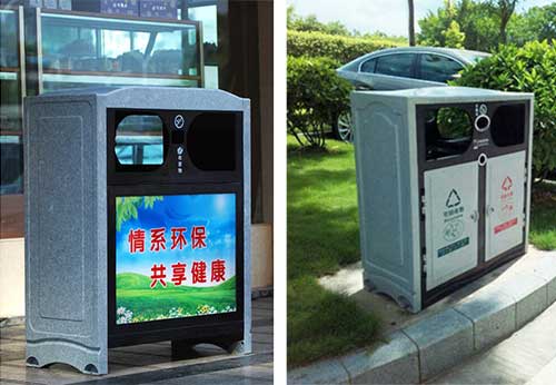  欣方圳仿大理石垃圾桶廠家為清遠(yuǎn)高校送貨上門。