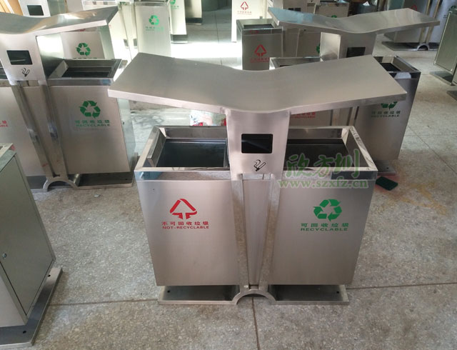 不銹鋼分類(lèi)環(huán)保垃圾桶欣方圳廠家批量生產(chǎn)圖