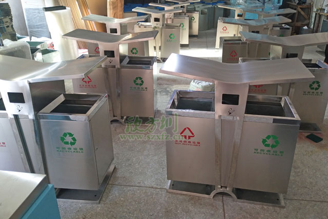 不銹鋼分類(lèi)環(huán)保垃圾桶欣方圳廠家批量生產(chǎn)圖