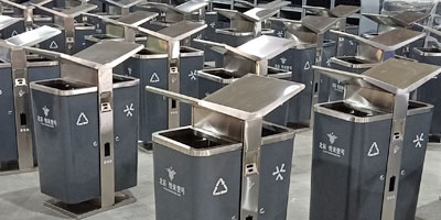 戶外分類(lèi)式垃圾箱城市展翼果皮箱工廠批量生產(chǎn)圖