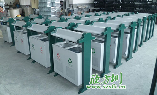 欣方圳鋼板分類垃圾桶，二十年專為小區(qū)潔凈服務(wù)