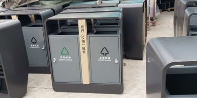 F345戶(hù)外鋼制環(huán)衛(wèi)垃圾桶工廠批量生產(chǎn)圖