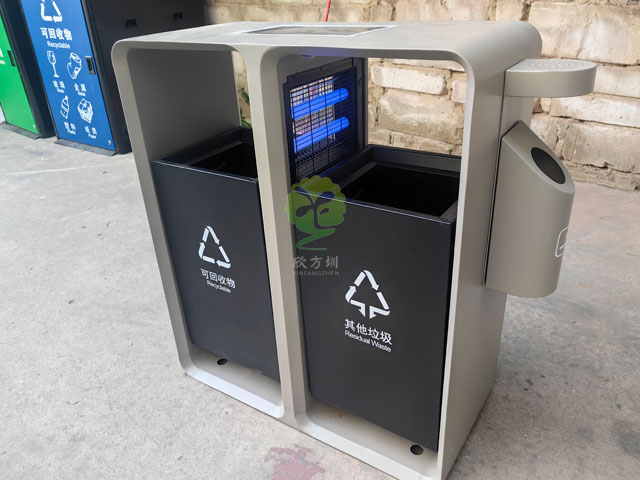 太陽(yáng)能滅蚊燈垃圾桶智慧城市戶外滅蚊不銹鋼果皮箱